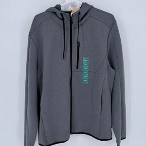 ZeroXposur Tech Fleece Full Zip Hoodie Large Gray Performance Mens NWT